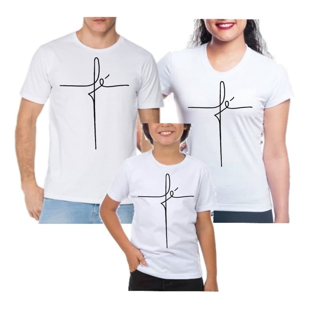 Kit 5 Camisetas Fé para Família Gospel Cristã Evangélica Ideais para Retiro Igreja Culto Ano Novo