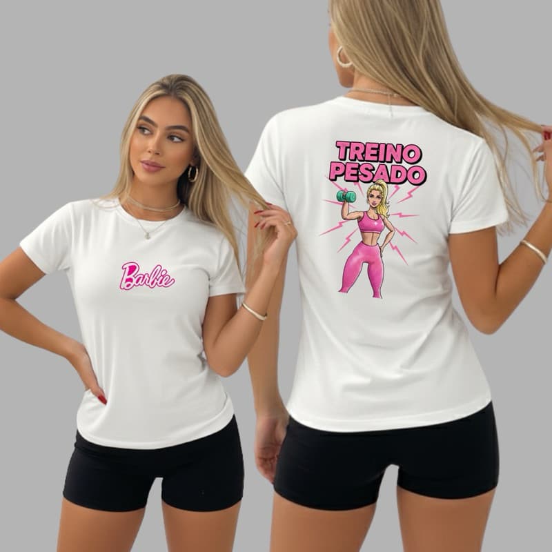 Camisetas Fitness Feminina Barbie Treino Pesado Academia Dry Fit Ciclismo Corrida