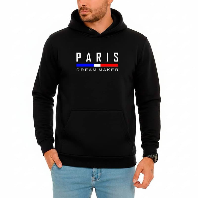 Moletom Canguru Paris Streeat Masculino Unissex Blusa de Frio Estampada