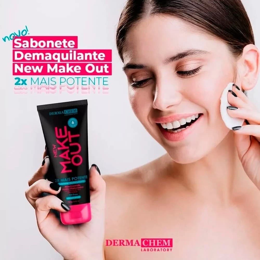 🎇Sabonete Demaquilante New Make Out 100ml Dermachem Limpeza Profunda e Eficaz para Sua Pele🎀