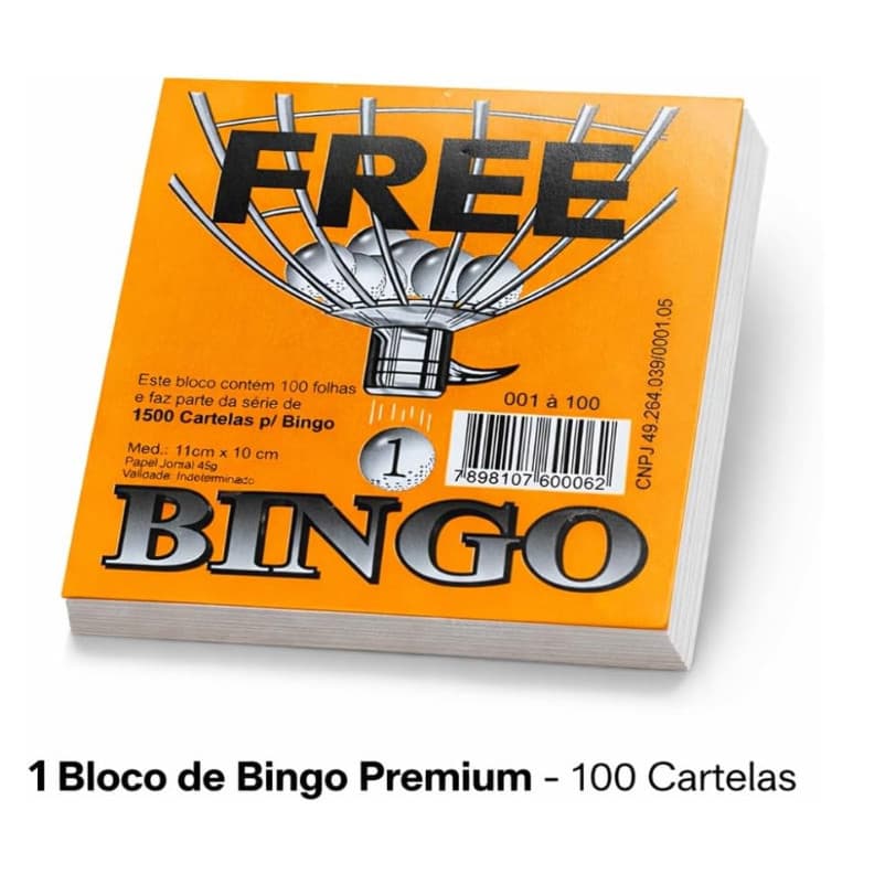 Mega Bloco Bingo PREMIUM - 1 Bloco com 100 Folhas