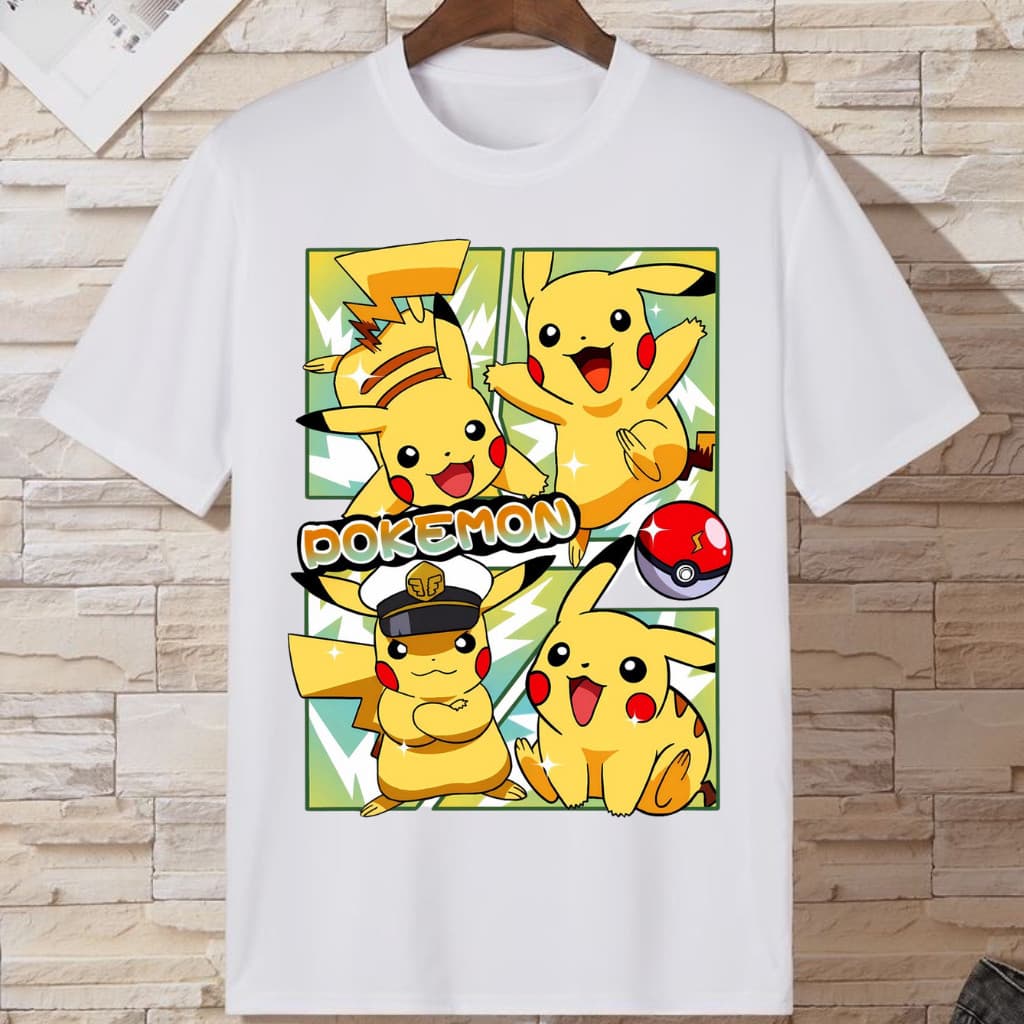 Camiseta Camisa Blusa Tshirt Pokemon Pikachu Ash Anime Desenho Jogo Animado Moda Infantil e Juvenil