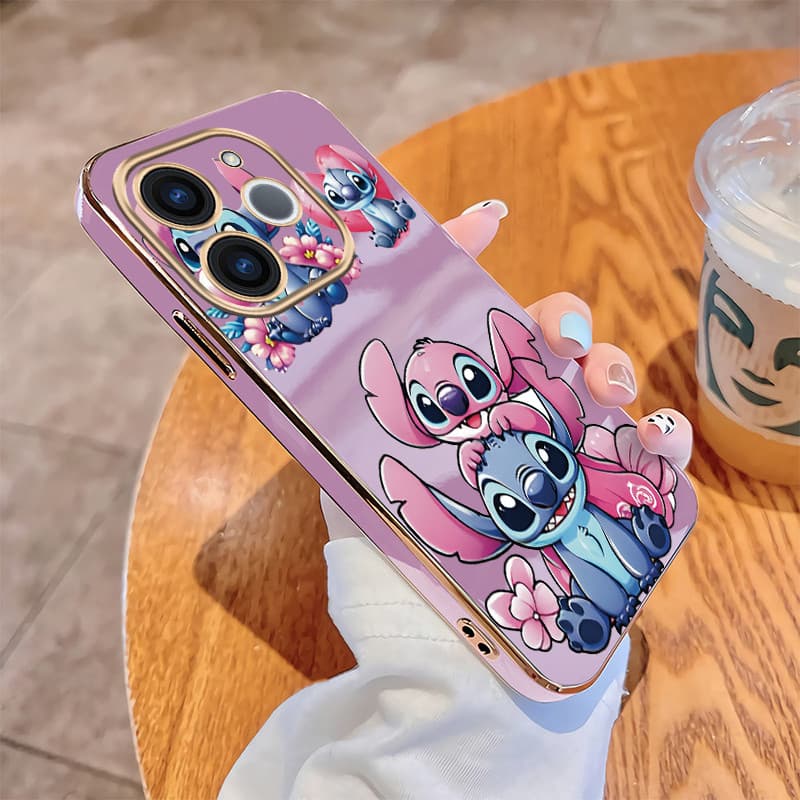 realme Note 70 70t 60 60x Note60x Invólucro Casal Stitch Case Linda Capa Banhada Brilhante Mole