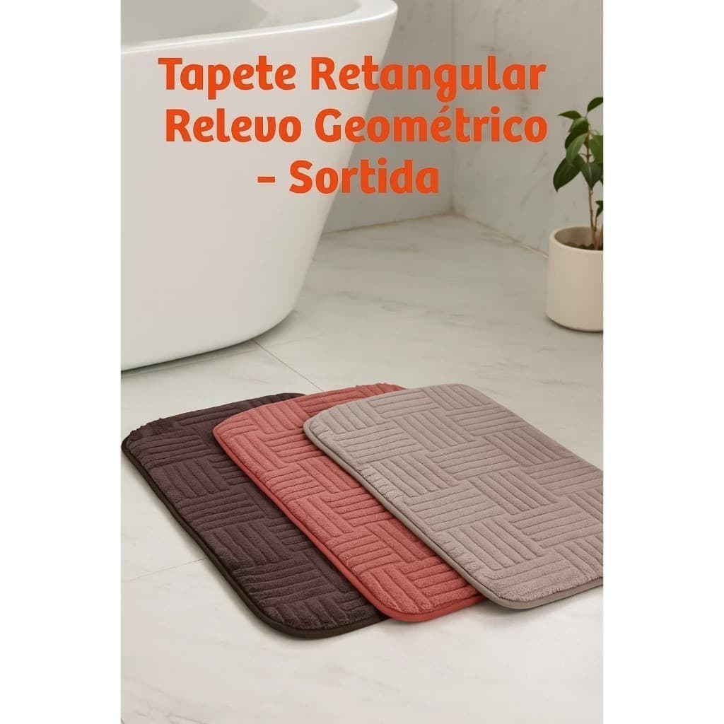 Tapete Retangular Relevo Geométrico Sala Quarto Decoração Moderna Antiderrapante