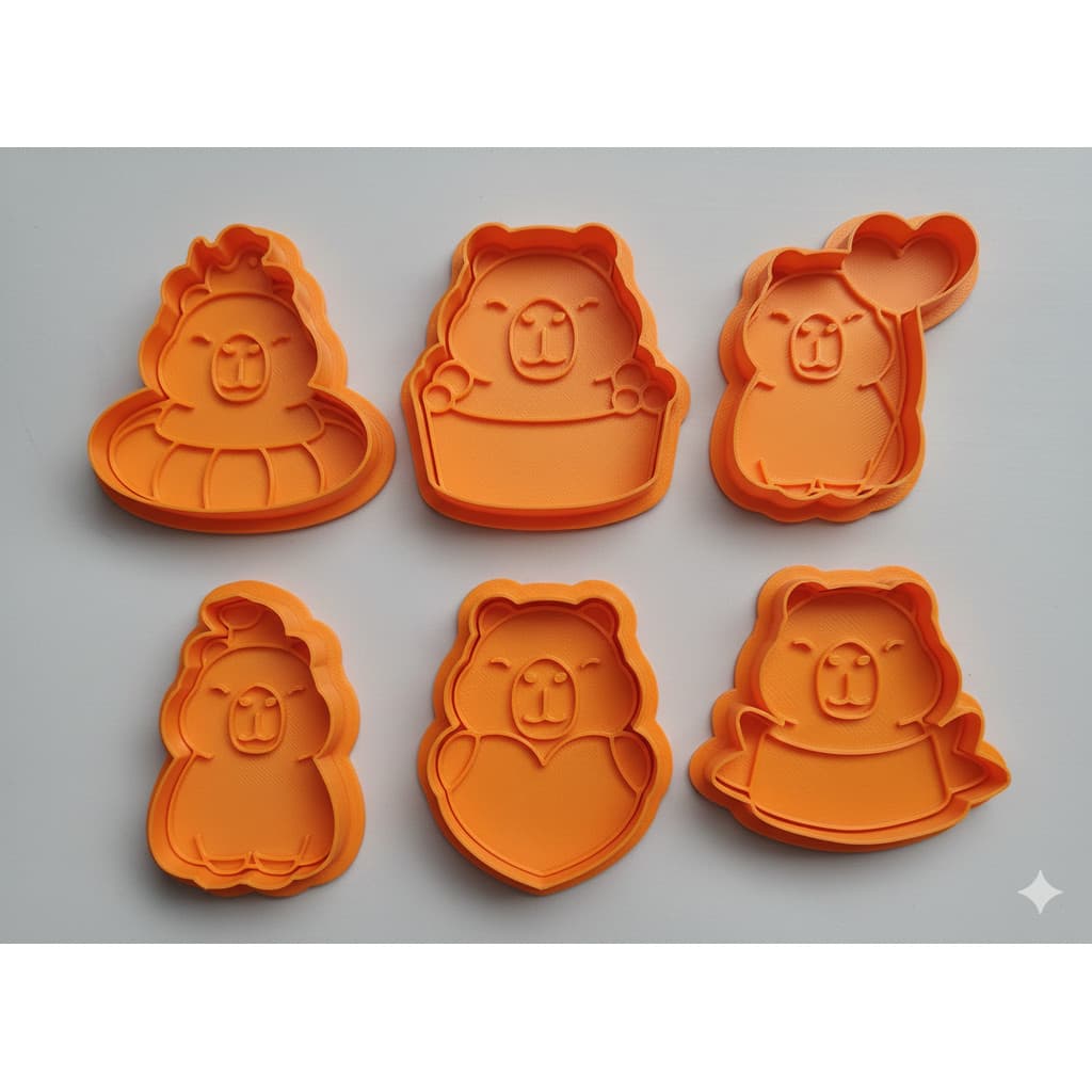 Kit 6 Cortadores de Biscoito Páscoa: Capivaras Fofas