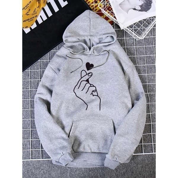 Moletom Canguru Unissex Blusa de Frio COM CAPUZ Estampa Mão Coreana Com bolso e capuz linha premium Ref 389