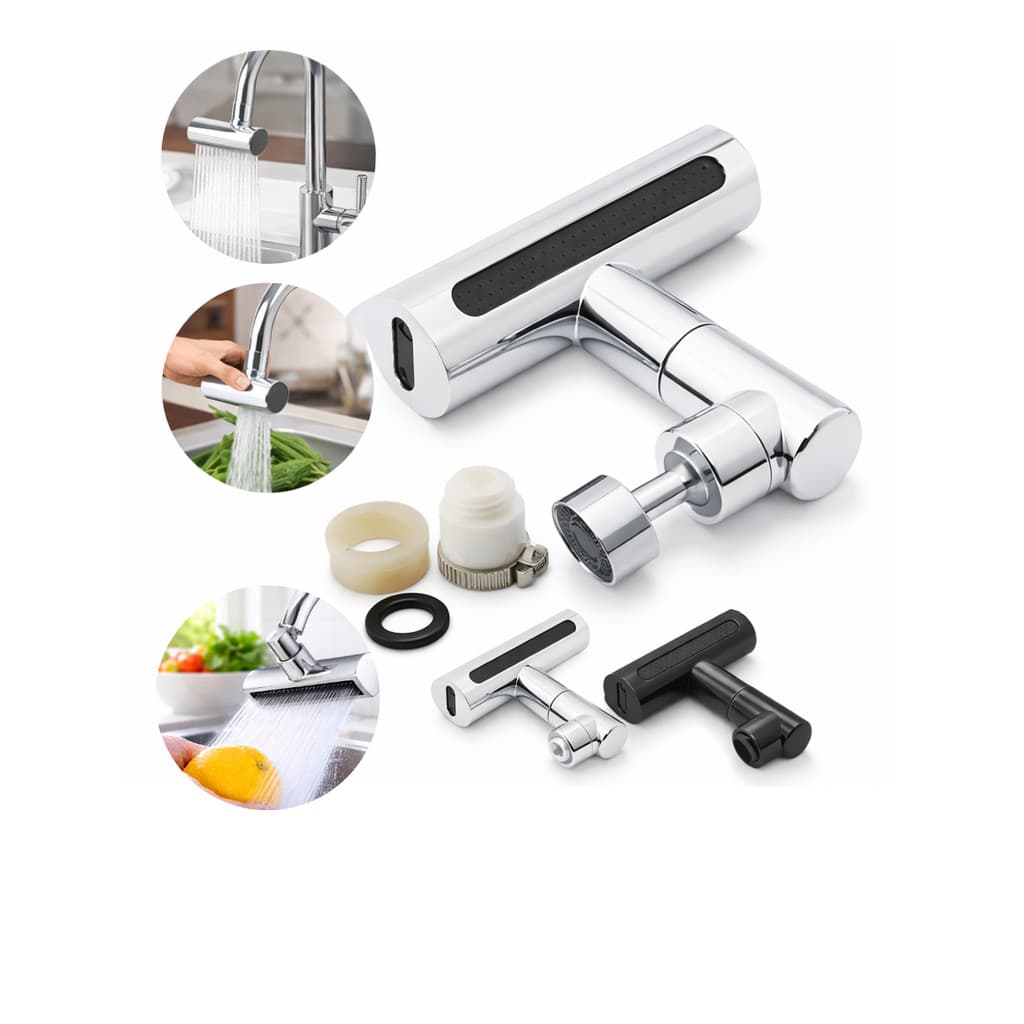 Bico Extensor Giratório 360 Graus Pia Torneira Luxo Cozinha Cromado Chuveirinho 4 Jatos Adaptador