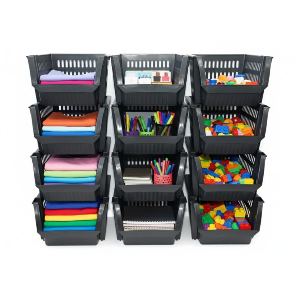 3 Cestos Bin Organizadores Empilháveis Plásticos