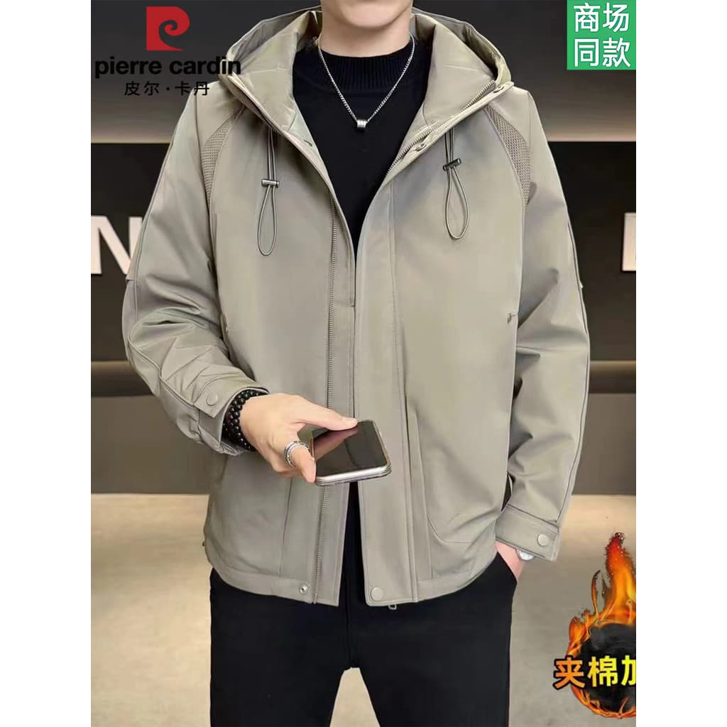 Pierre Cardan Jaqueta Cargo Com Capuz Masculina 2025 Outono Inverno Estilo Masculino Algodão Engrossado Jaqueta Casual Q
