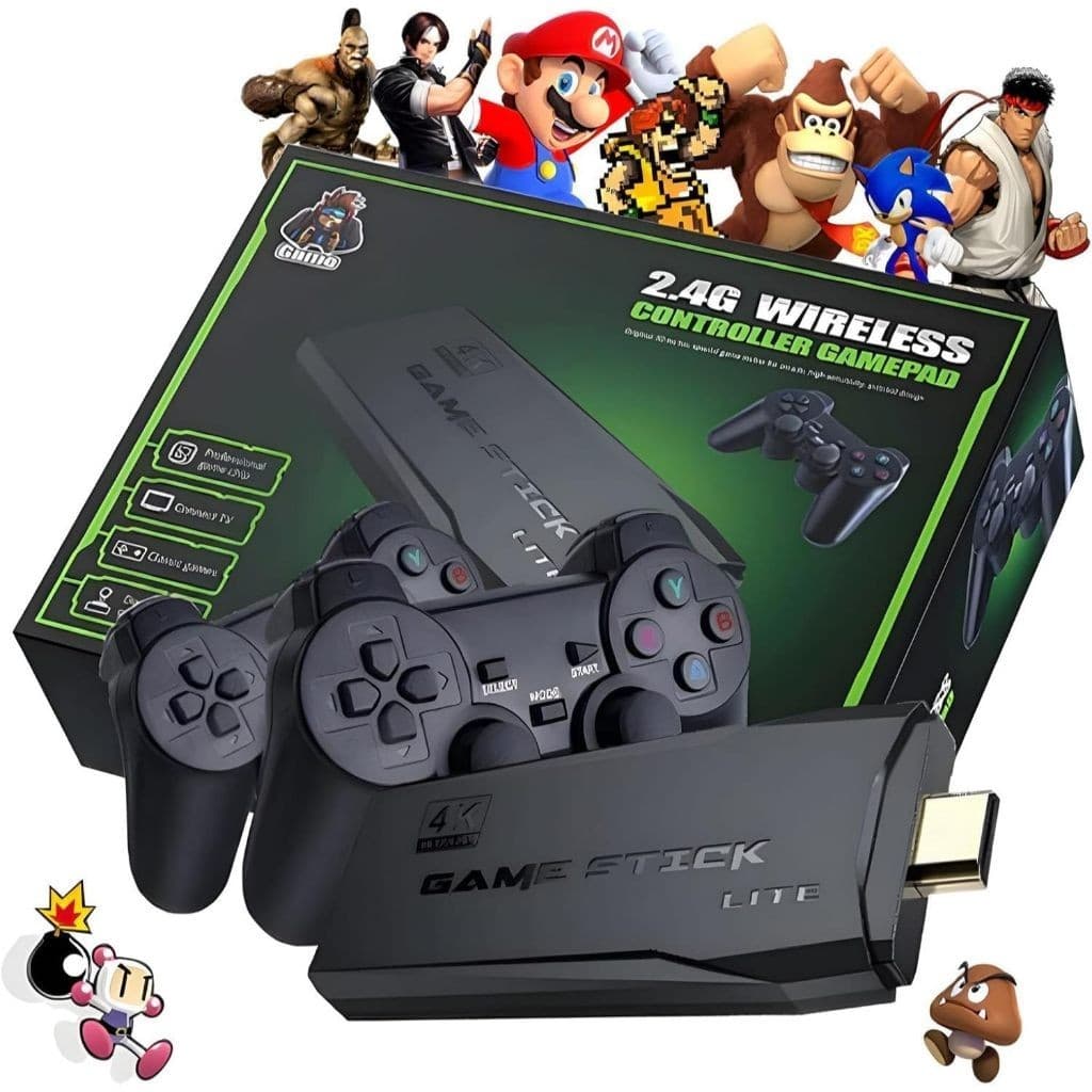Game Stick 4K 10 mil jogos – 128gb + 2 Controles Sem Fio