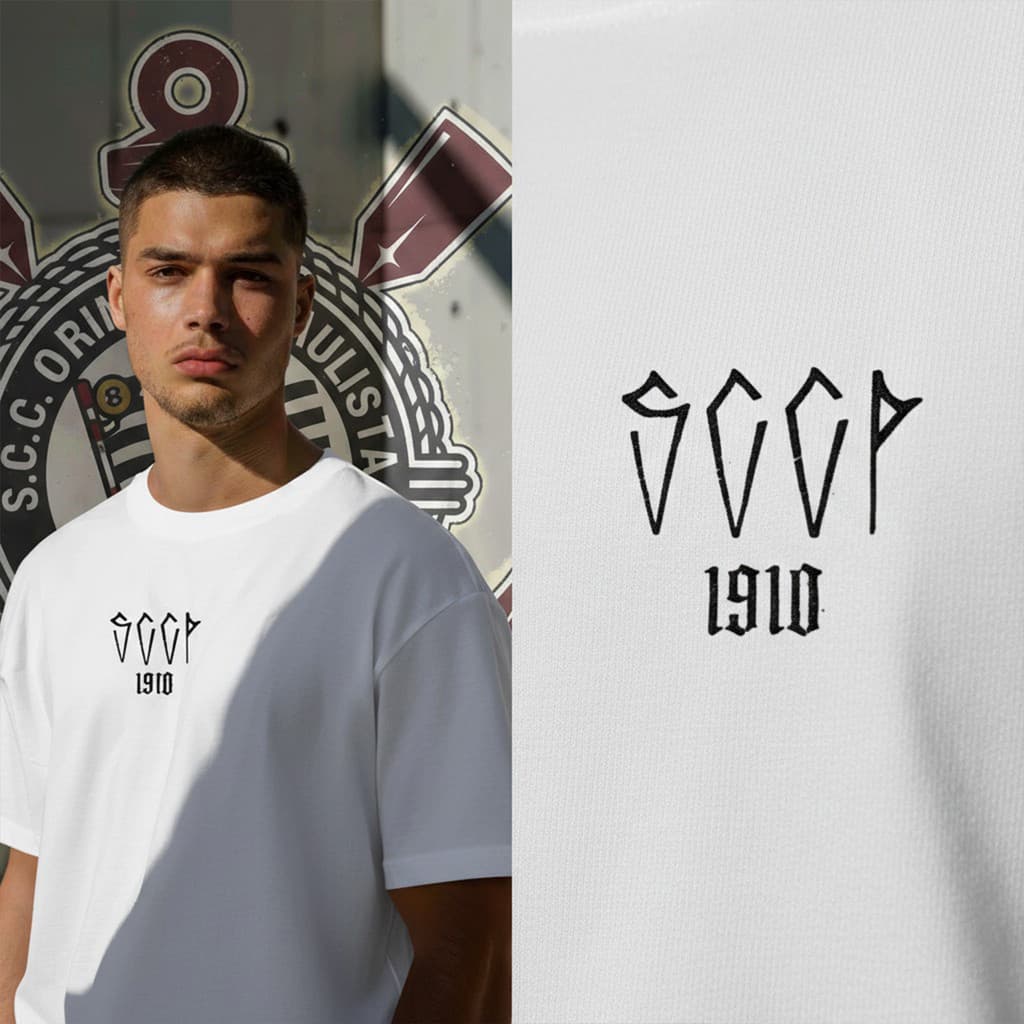 Camiseta Masculina Timão SCCP 100% Algodão Camisa Time Corinthians Futebol Torcida Fiel