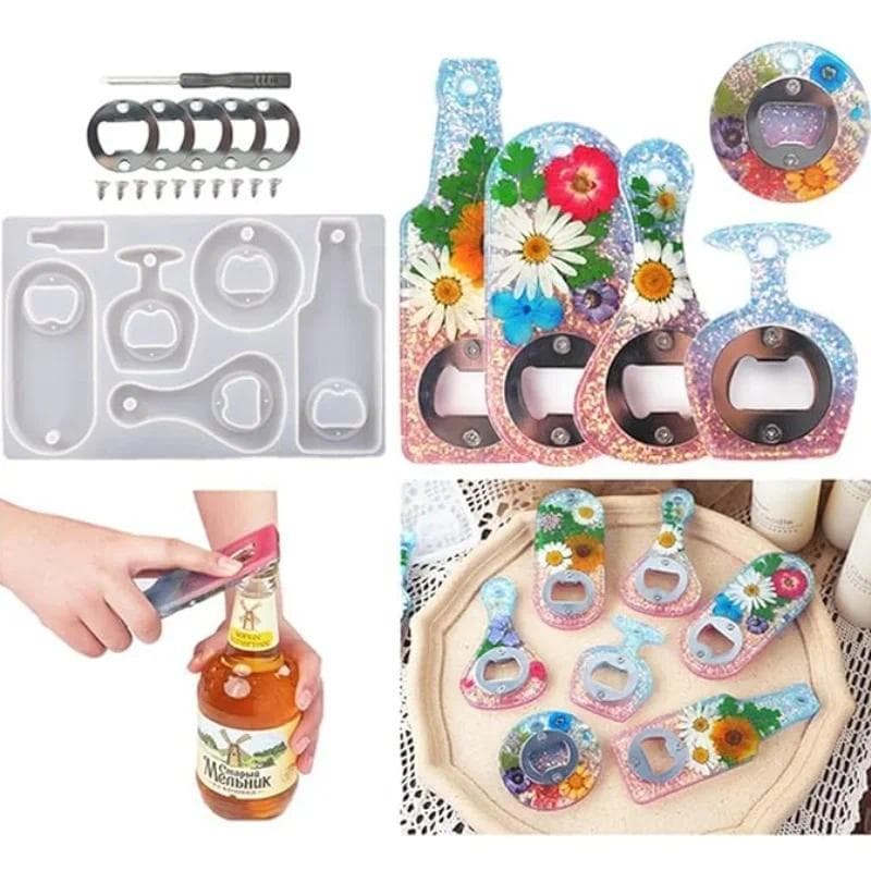 DIY Conjunto De Ferramentas Abridor De Garrafa Moldes De Resina Cerveja Molde De Silicone Fazendo Fundição De Jóias Vinh