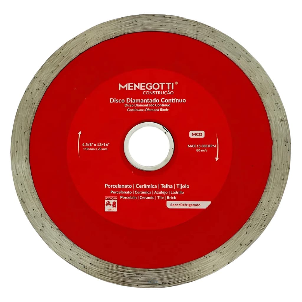 Disco Diamantado Contínuo Menegotti 110mm 4.3/8 MCO Serra Mármore