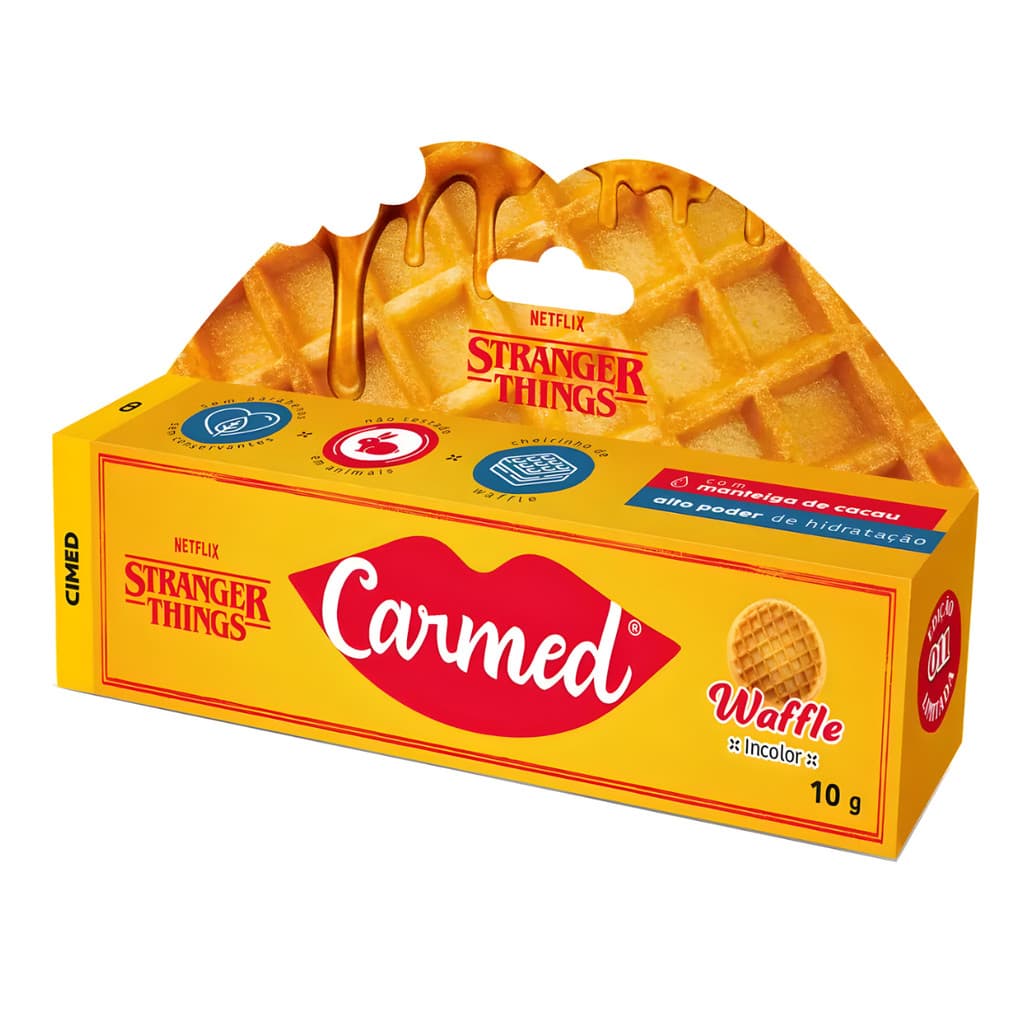 Hidratante Labial Carmed Stranger Things, Waffle, Incolor 10g - Edição Limitada