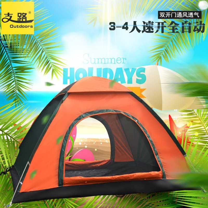 Tenda ao ar livre para 3-4 pessoas, barraca familiar totalmente automática, 2 pessoas, único, duplo, acampamento, praia