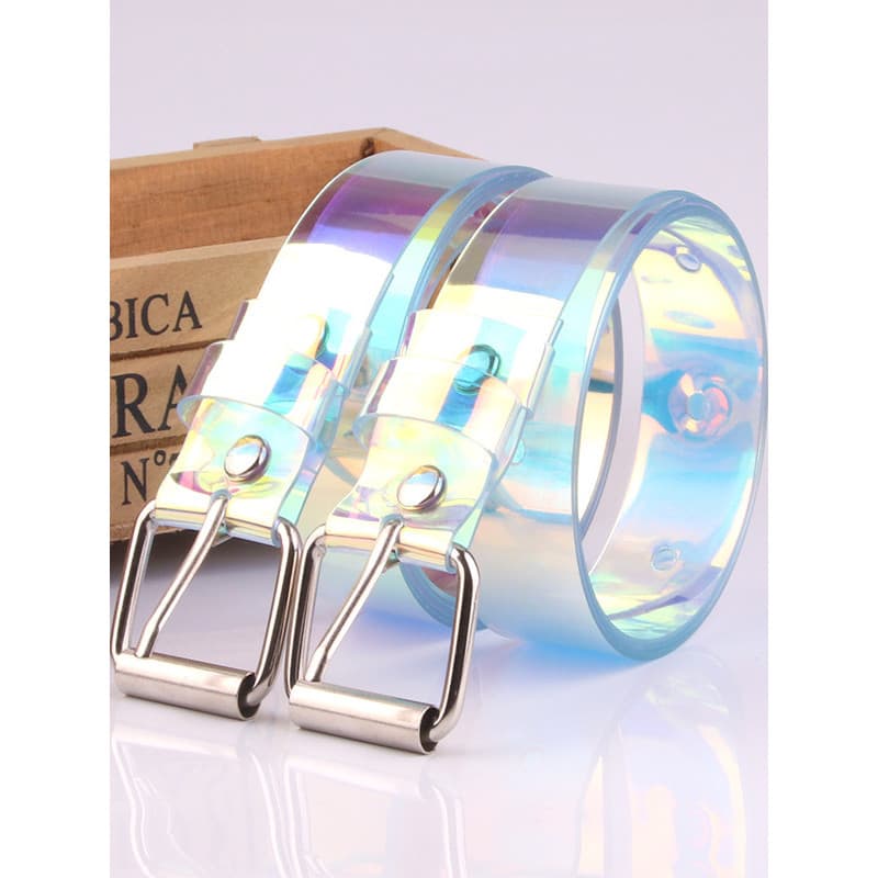 Cinto feminino clássico simples All-Match calças de estudante cinto feminino moda colorido cinto de plástico transparent