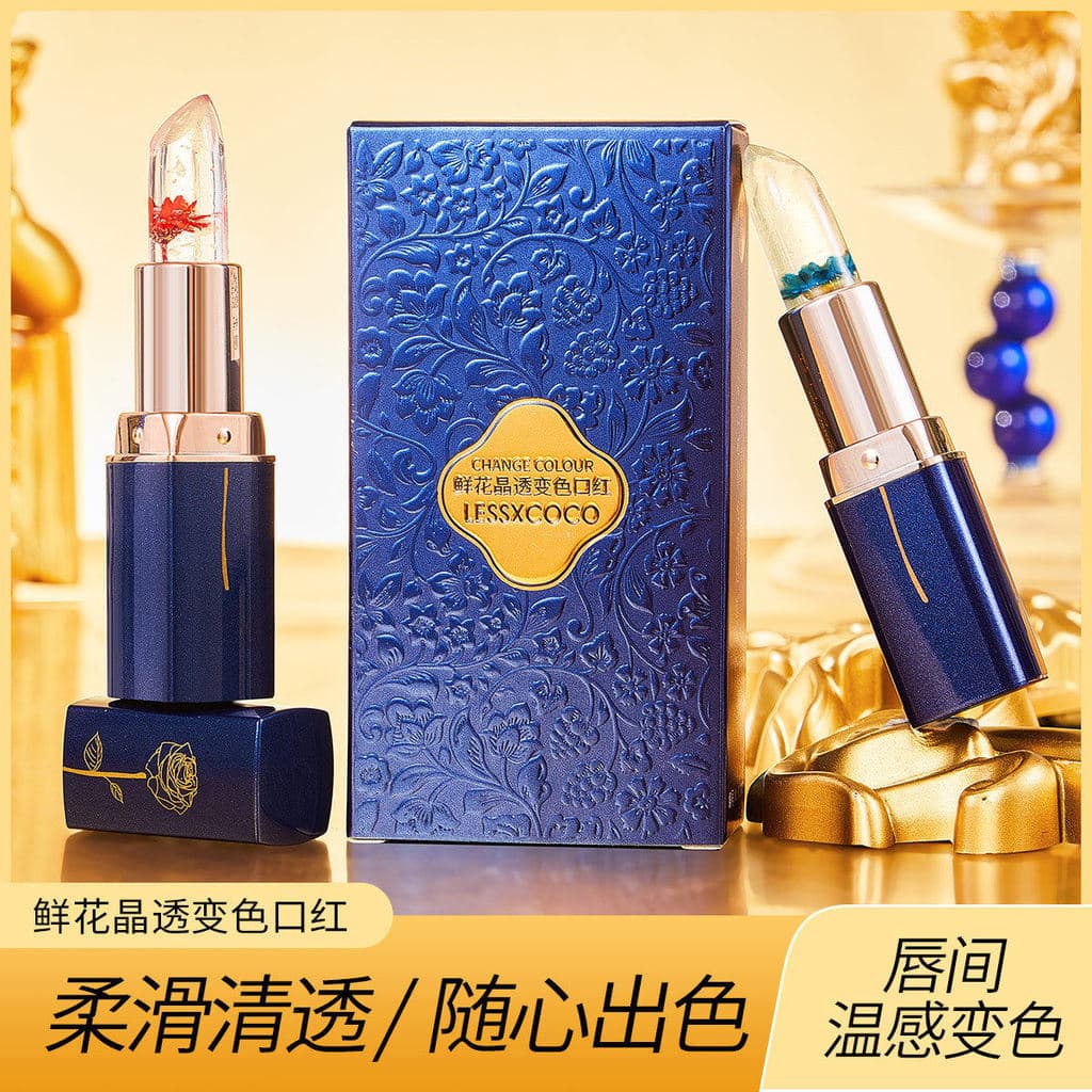 Flor cristal transparente batom que muda de cor batom que muda de cor batom brilho de água batom copo antiaderente batom