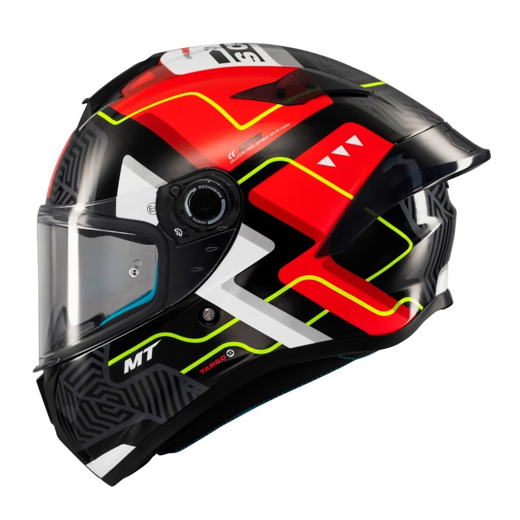 Capacete Moto Fechado MT Helmets Targo S Brik C5 Red Gloss Preto/Vermelho/Branco 56 ao 64