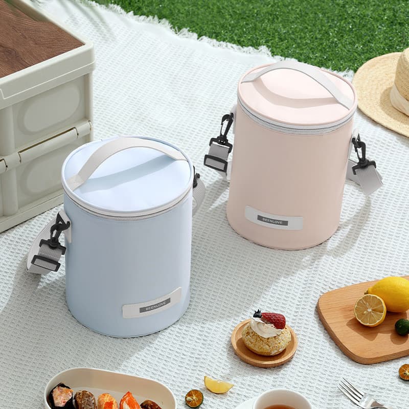 Bolsa Térmica portátil Almoço Saco De Isolamento Cilíndrico Isolado Com Alça Para Trabalhar, Camping