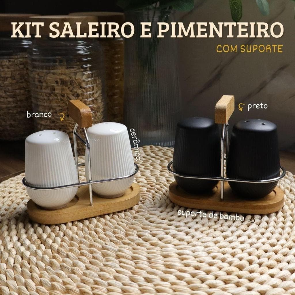 Saleiro e Pimenteiro de Cerâmica Oasis 90ml C/3pcs Hauskraft