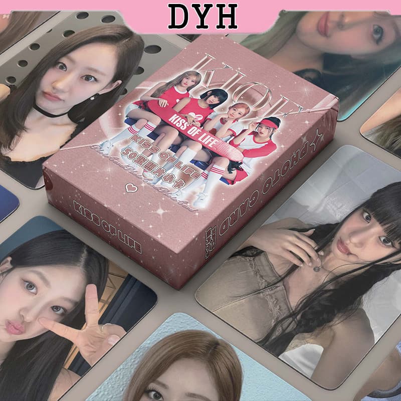 50 Pçs/Caixa KISS OF LIFE Cartão Laser Photocards Holográfico LOMO KPOP Álbum