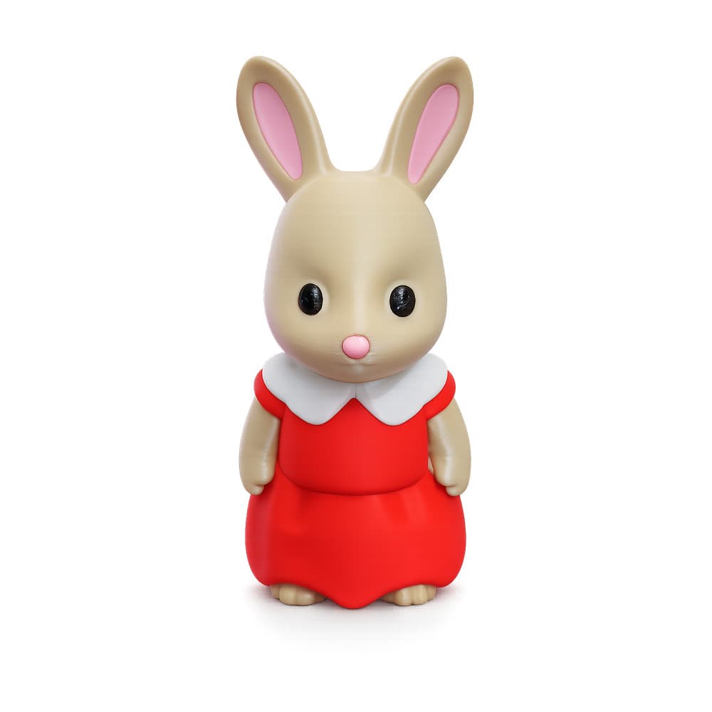 Coelha Sylvanian Decorativa 14,5cm Impressão 3D Fofa Vermelho