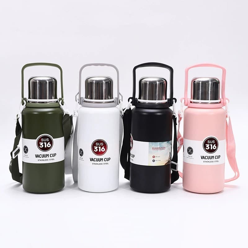 Garrafa Térmica 900ML/1300ml Com Alça Aço Inoxidável Isolamento Academia Trabalho Caminhada