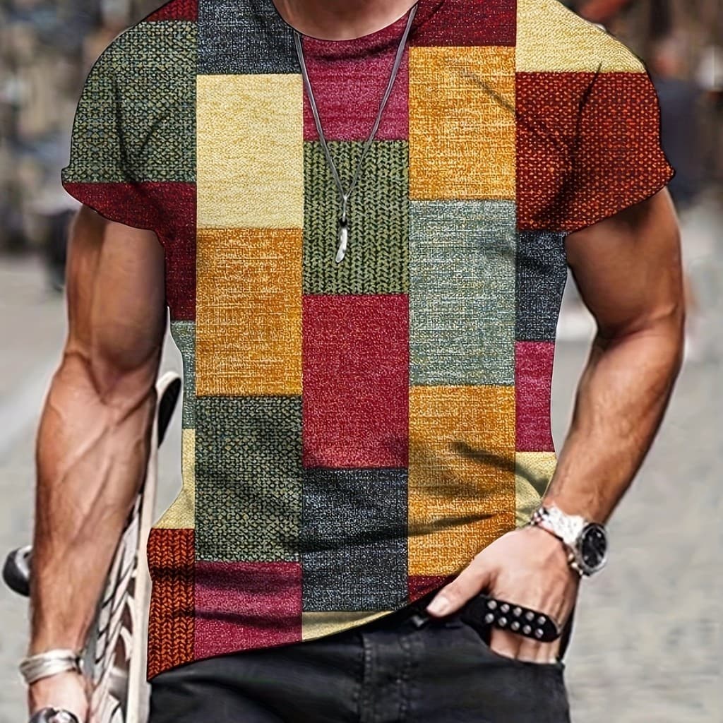 Camiseta Masculina Retrô Grade Estilo Indiano – Top Fino Casual , Estampa 3D Legal Harajuku