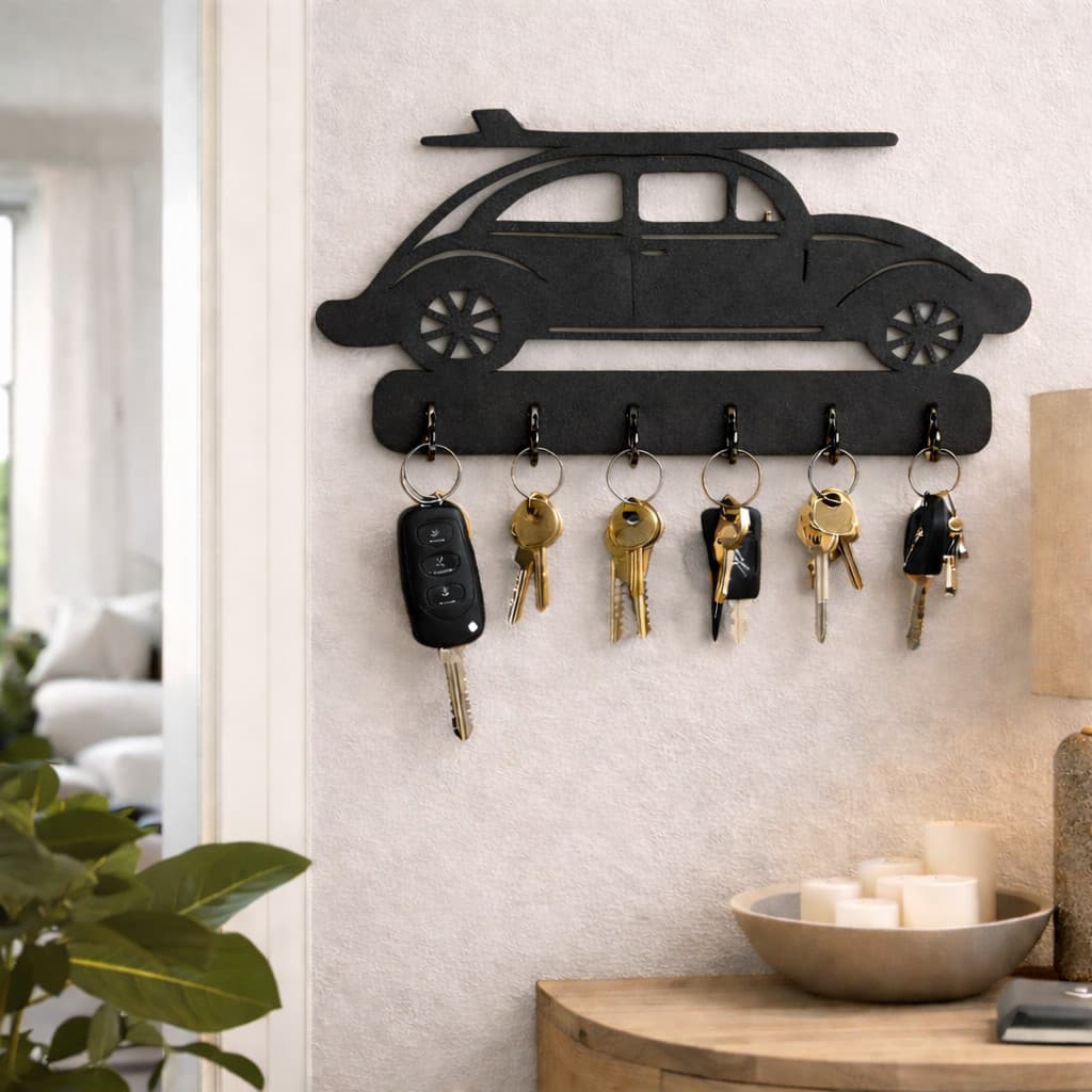 Porta Chaves de Parede Automotivo com Ganchos