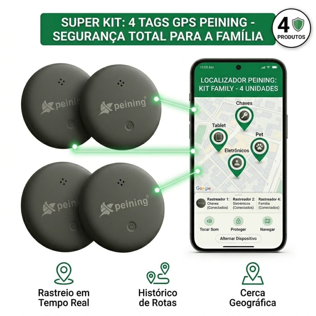 Kit 4 Mini Localizador Rastreador Tag Compatível Com Android e Lightning