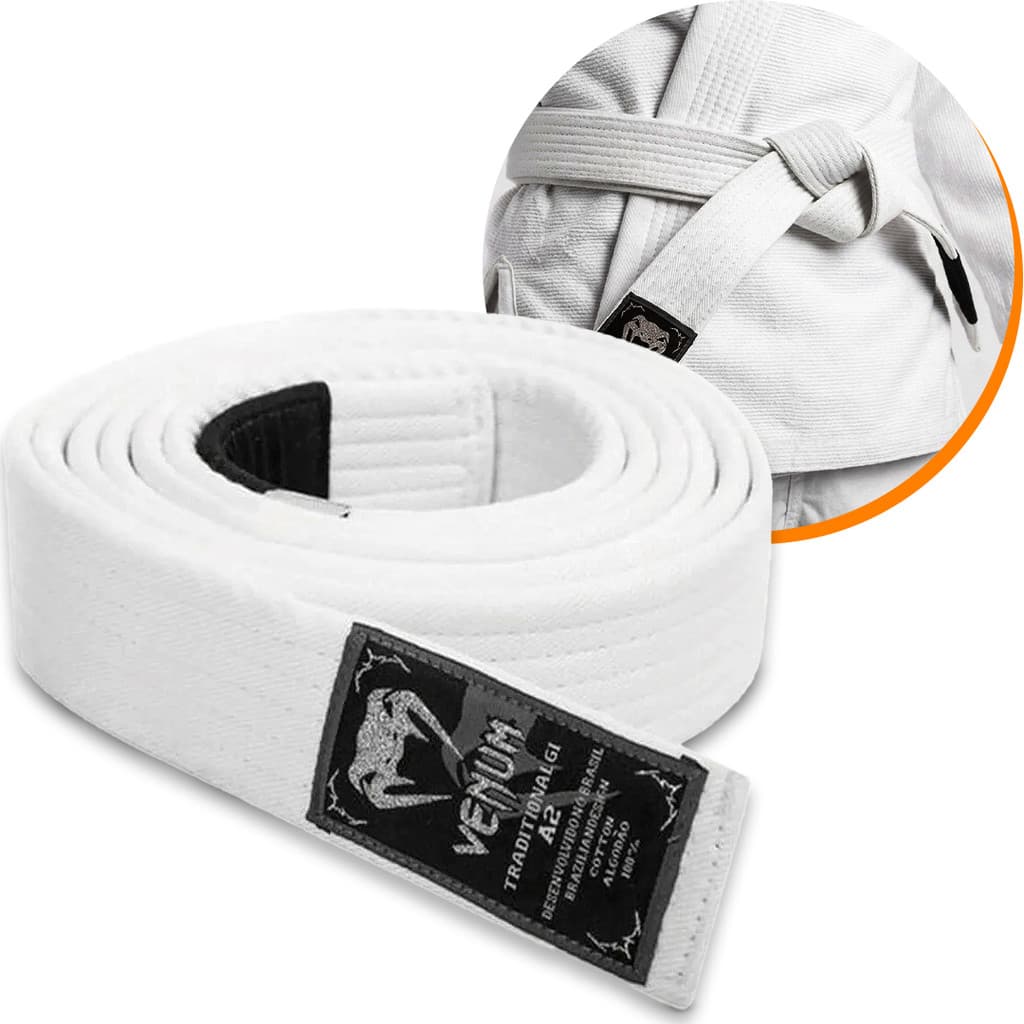 Faixa de Kimono BJJ Belt Venum Cor Branca P/ Treino Jiu-jitsu Tamanho A2