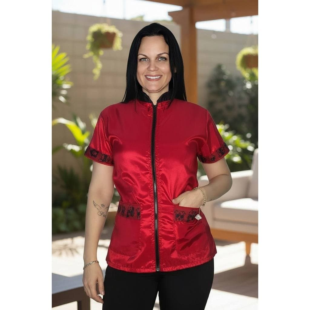 Jaleco banho e tosa anti pelos Vermelho Pet