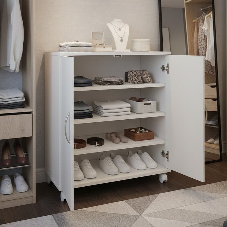 Armário Organizador com Rodinhas Moderno 2 Portas Perfeito para Casa e Escritório