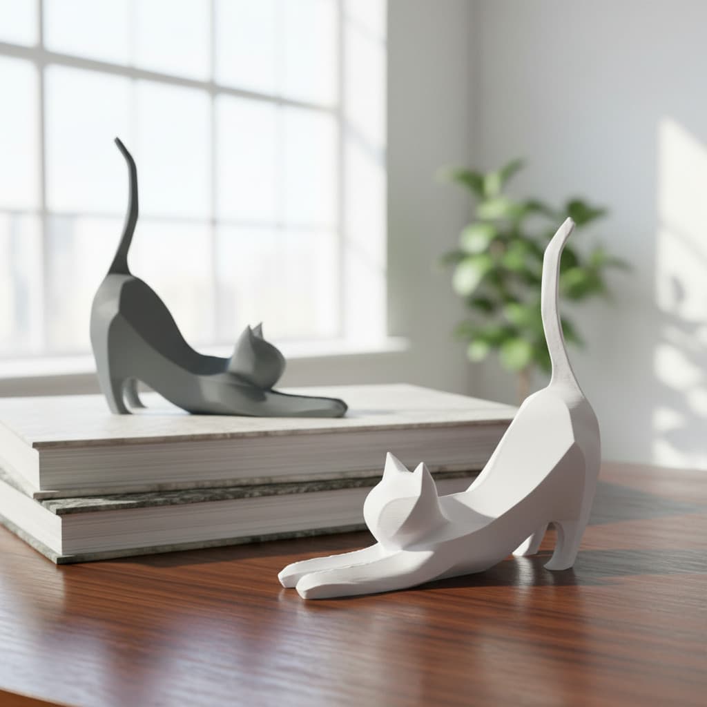 Gato Decorativo Escultura Minimalista Moderna Sala Quarto