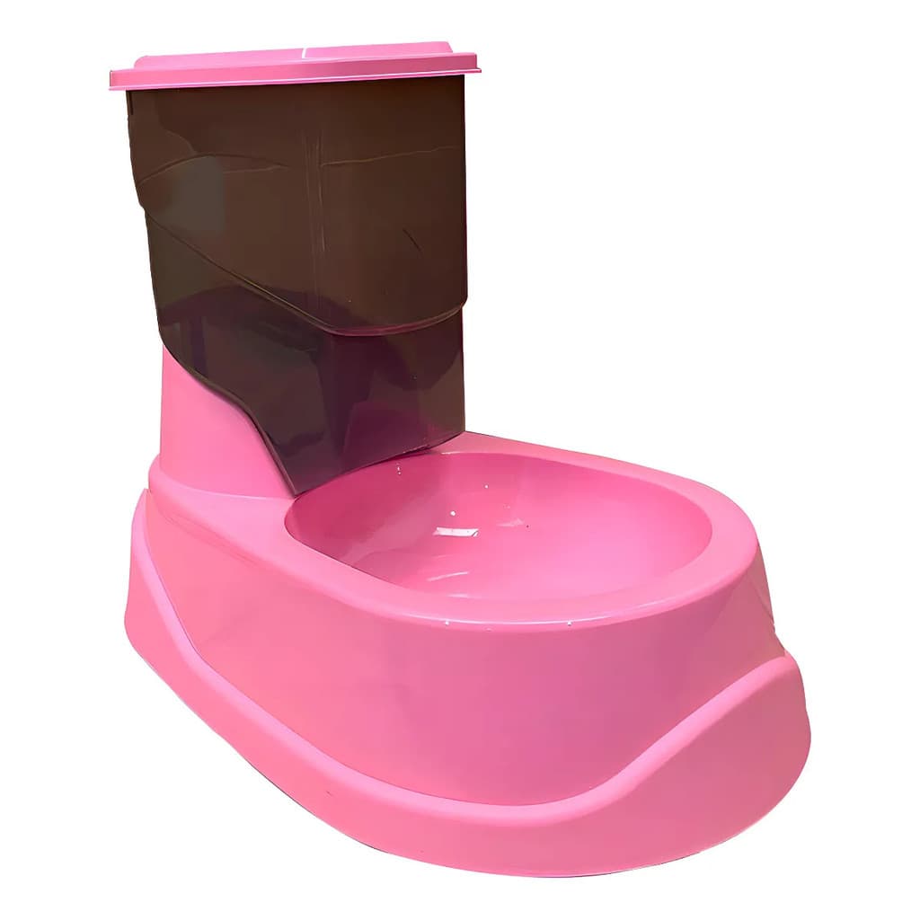 Comedouro Dosador Para Cães Pequenos E Gatos - 500gr - Cor Rosa