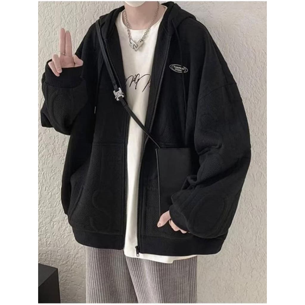 Jaqueta masculina primavera outono com capuz adolescentes zíper Cardigan moletom estudantes do ensino médio Street Wear