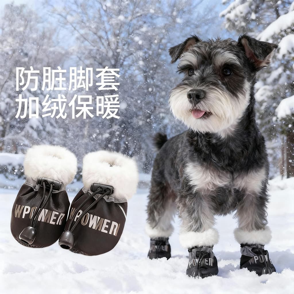 Schnauzer dedicado sapatos cães sapatos de algodão escovado sola macia não é fácil de cair Anti-deslizamento pé capa inv
