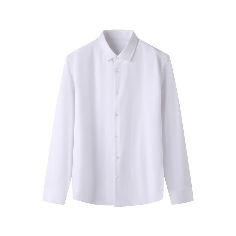 [H Home] Remover etiqueta de corte de gabinete [estilo grosso escovado] Camisa masculina de manga comprida branca escova