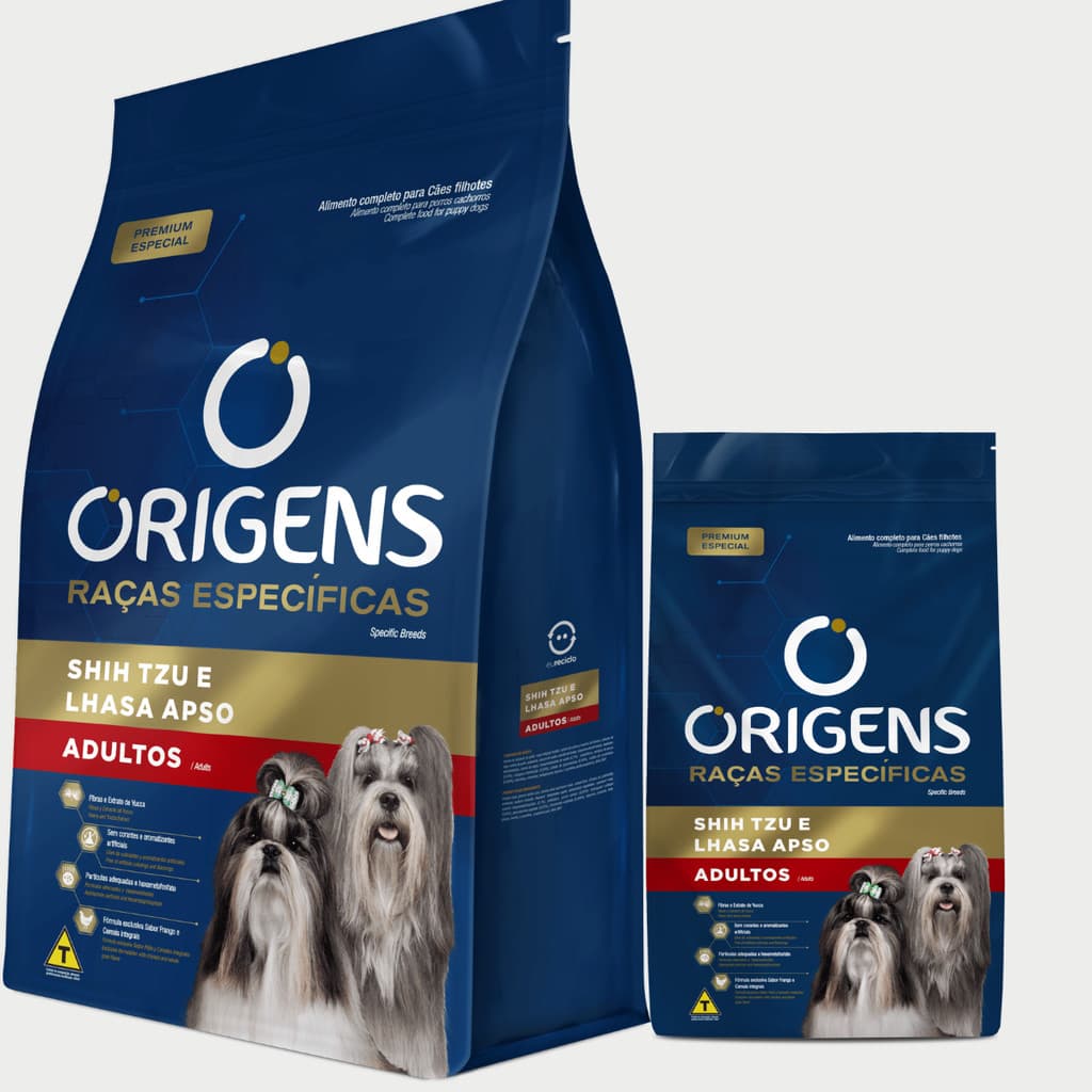 Ração Origens Raças Específicas Shih Tzu e Lhasa Apso Adultos 10kgkg Premium Especial Sabor Frango
