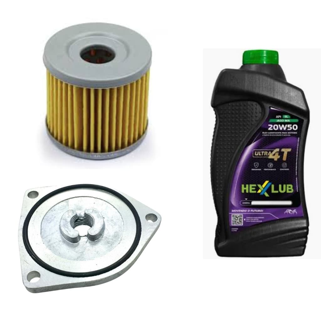 KIT OLEO MOTOR 20W50 + FILTRO DE OLEO + TAMPA CARTER YES INTRUDER 125