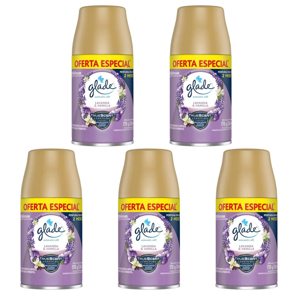 Kit 5 Refil Glade Automatic Lavanda & Vanilla 260 ml