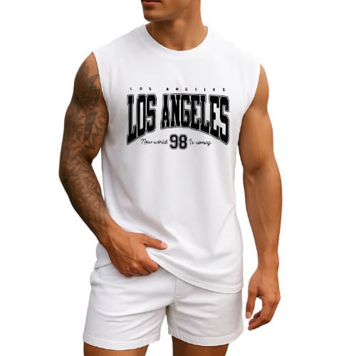 Camiseta Regata Oversized Masculina Los Angeles 98 academia Modelagem Grande Treino Estilosa Passeio Natal Ano Novo