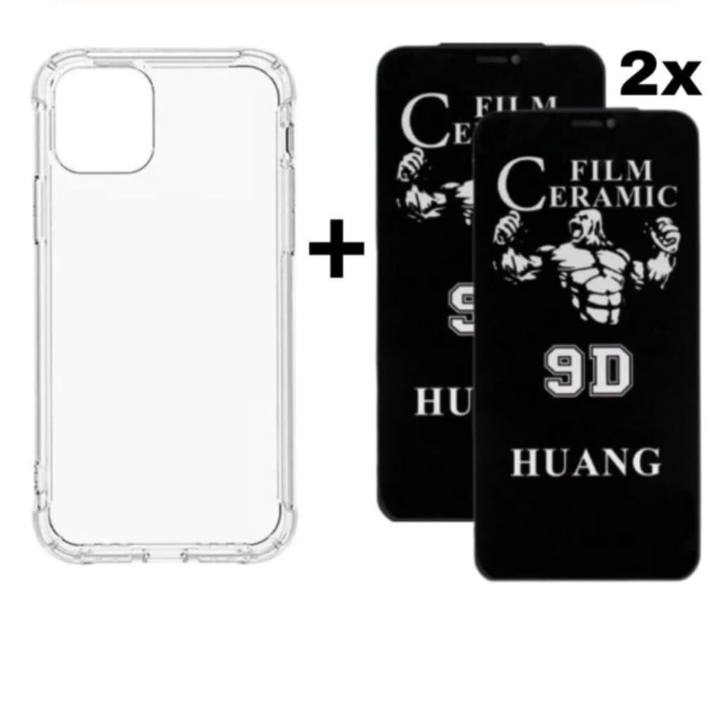 Kit Capa TPU + 2 Películas Cerâmica Privacidade iPhone X XS 11 12 13 14 15 16 Pro Max - Nanclares