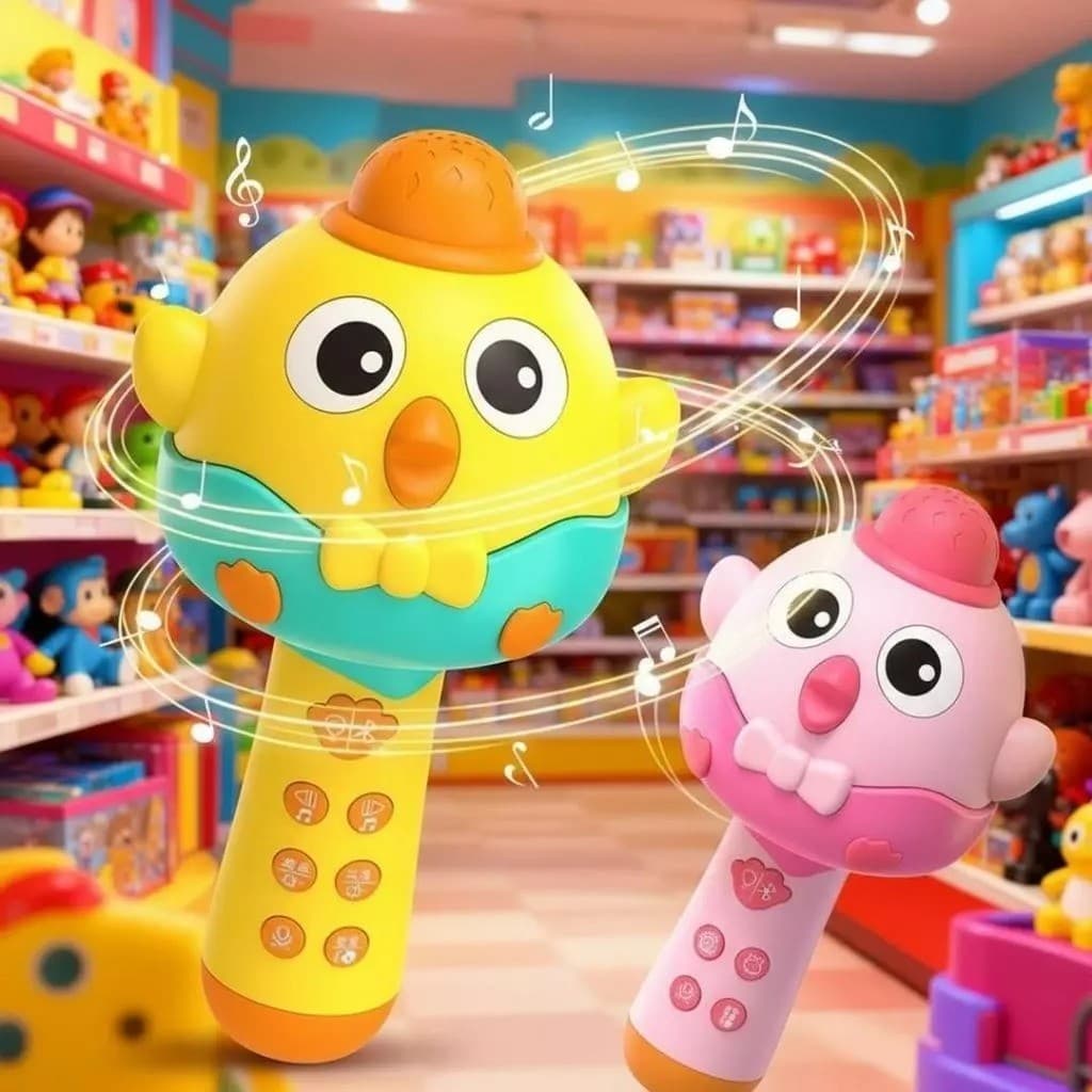 Microfone Infantil Passarinho com Bluetooth Som e Luz – Brinquedo Musical Bebê Criança