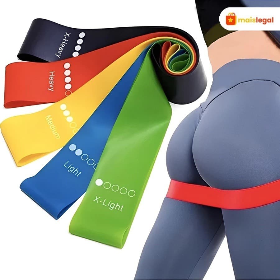 kit 5 Faixas Elástica de Resistência para yoga Pilates Treino Academia-Envio Imediato