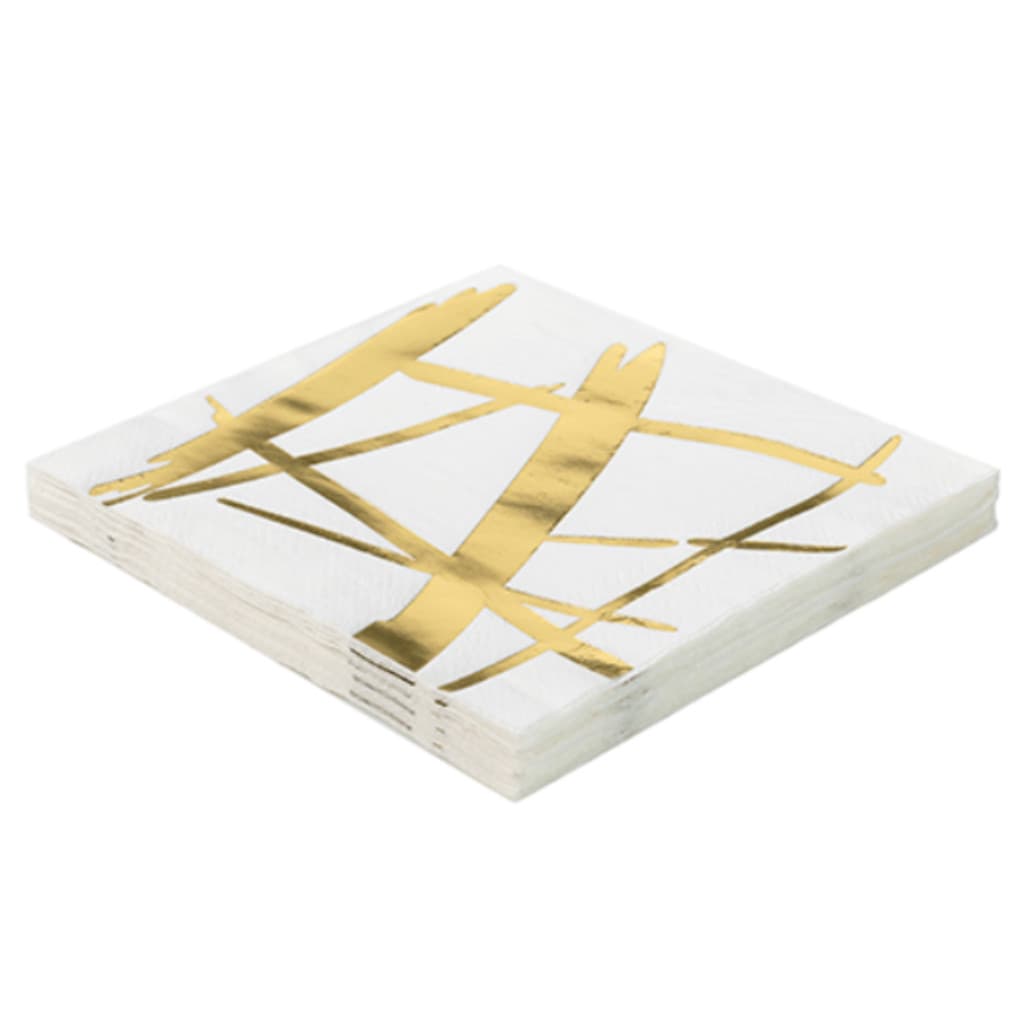 Guardanapo de papel Elegante Branco com Dourado 33x33cm - para festas e decoração - pacote com 20unds