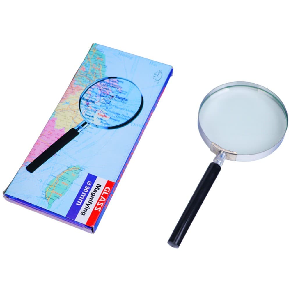 75/90mm Semi-Metal Handheld Lupa HD Lente De Vidro Óptico Transparente Quadro De Portátil Ferramenta De Observação De Le