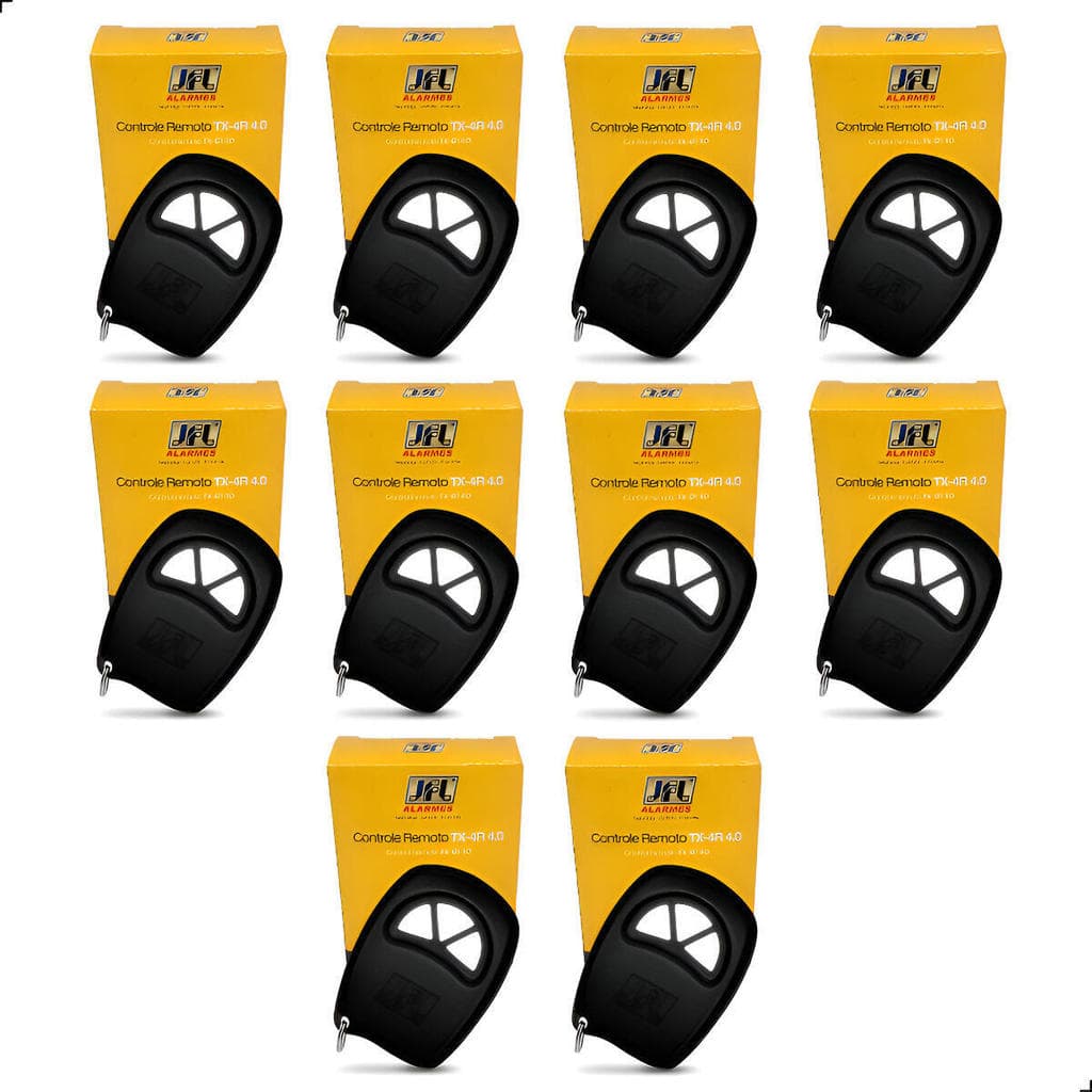 Kit 10 Controles Remoto Alarme Portão Automático Jfl Tx-4r 4.0 3 Teclas 433 Mhz