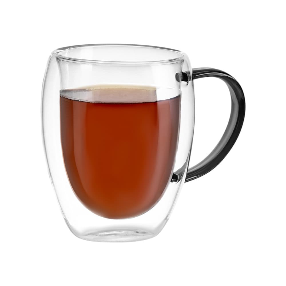 Xícara 350ml Vidro Borossilicato Parede Dupla Preta Café Chá Bebidas Quentes e Frias
