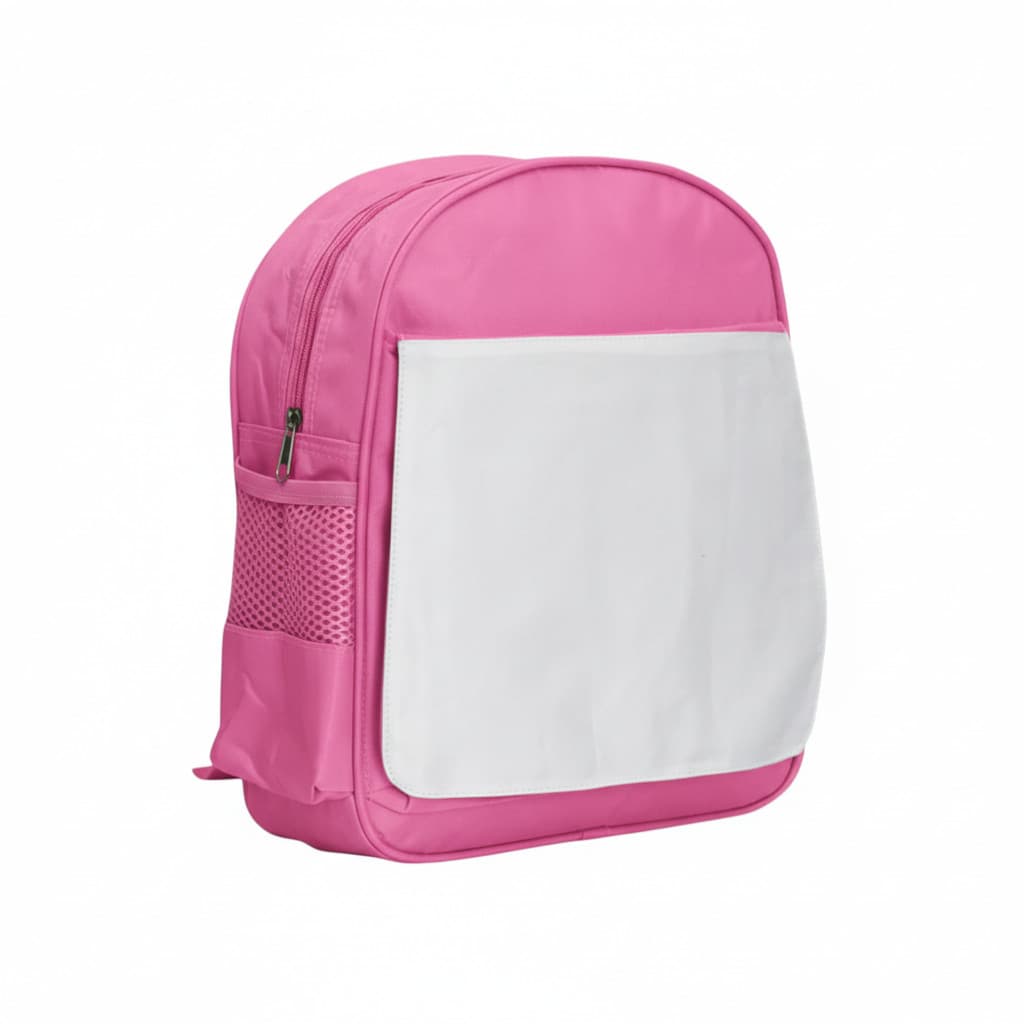 Mochila Infantil Rosa de Poliéster para Sublimação - 27x31cm